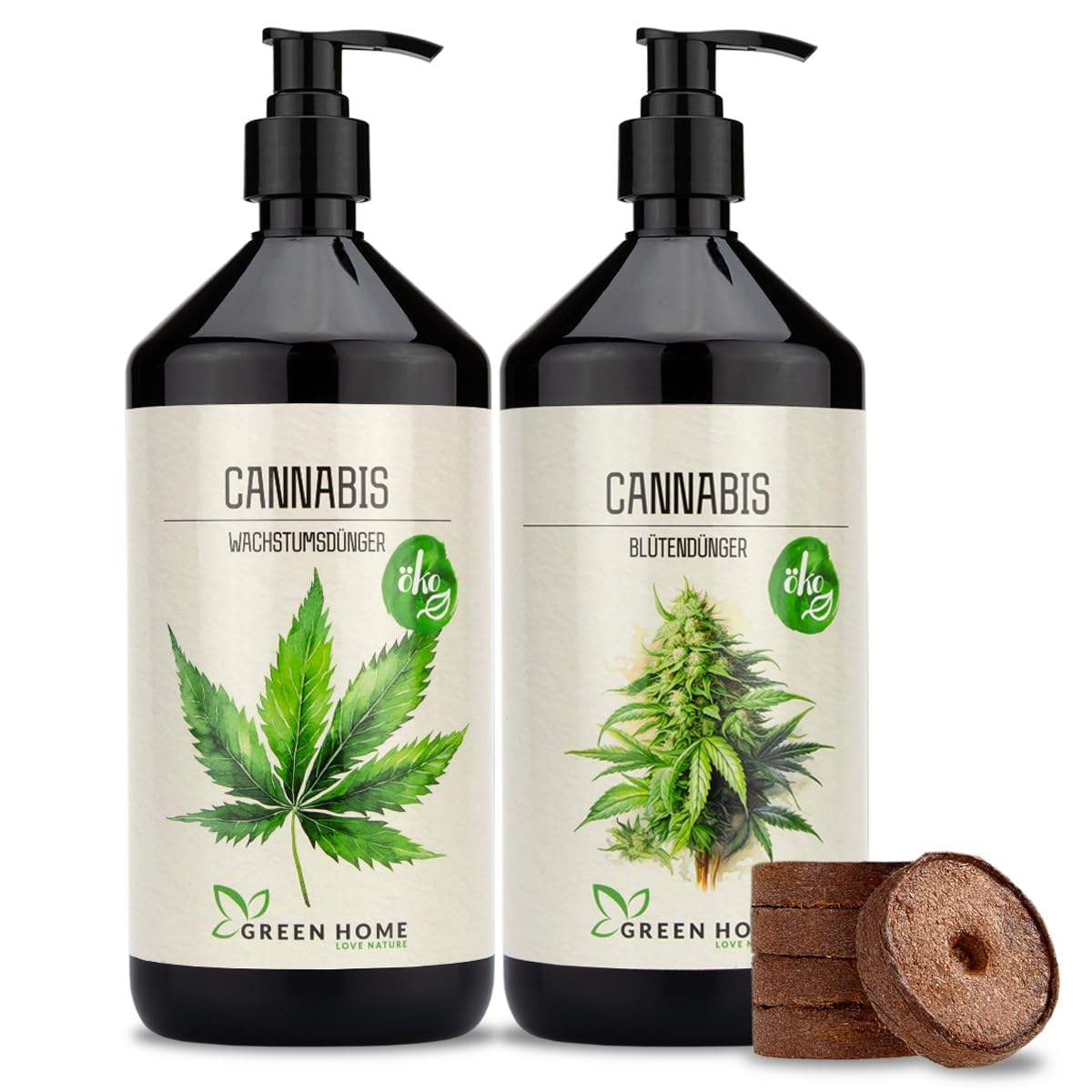 Green Home Hanf- & Cannabis-Dünger Konzentrat Set 1 Liter Wachstumsdünger & Blütendünger - Franken Group