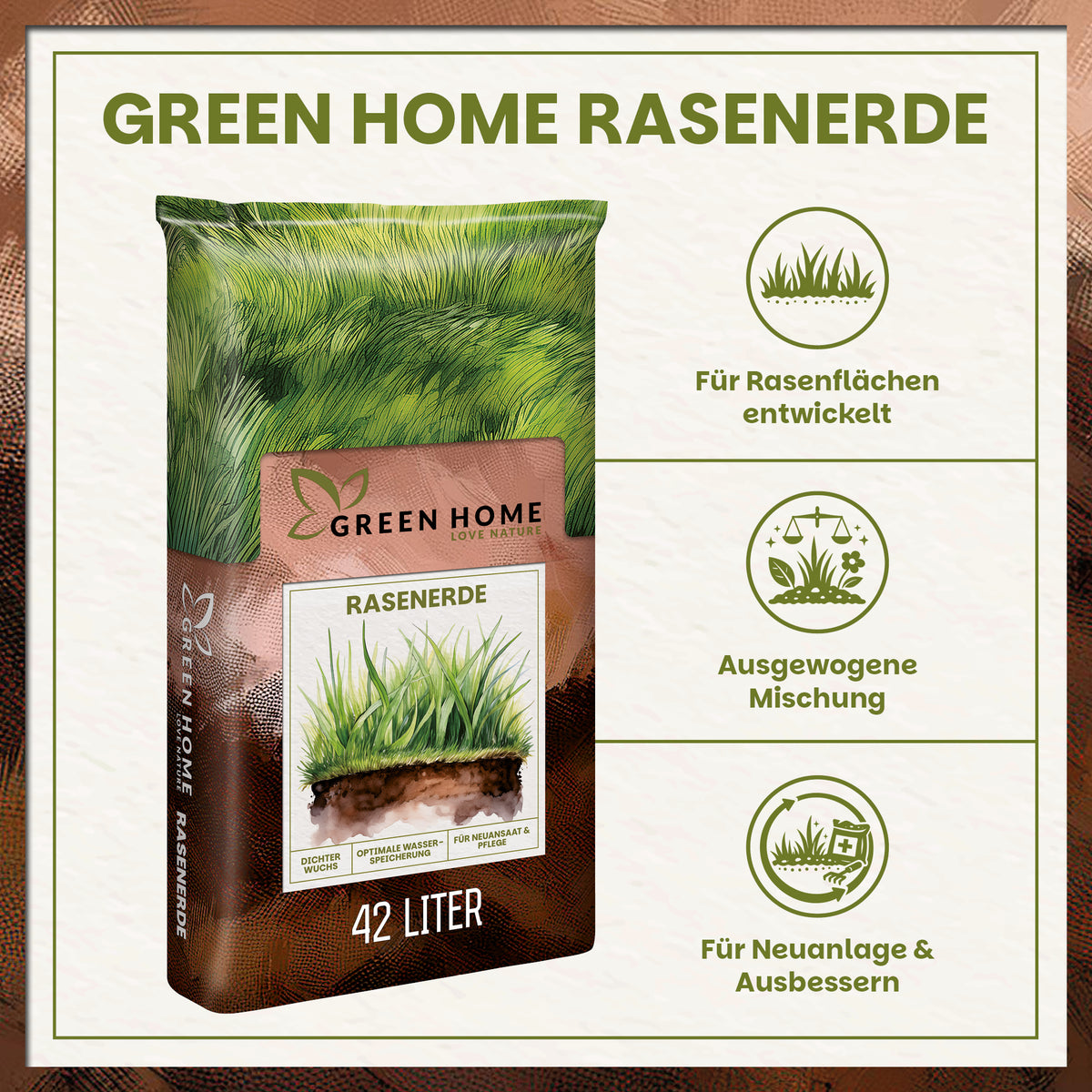 Green Home Rasenerde 42 L – Palette mit 54 Säcken