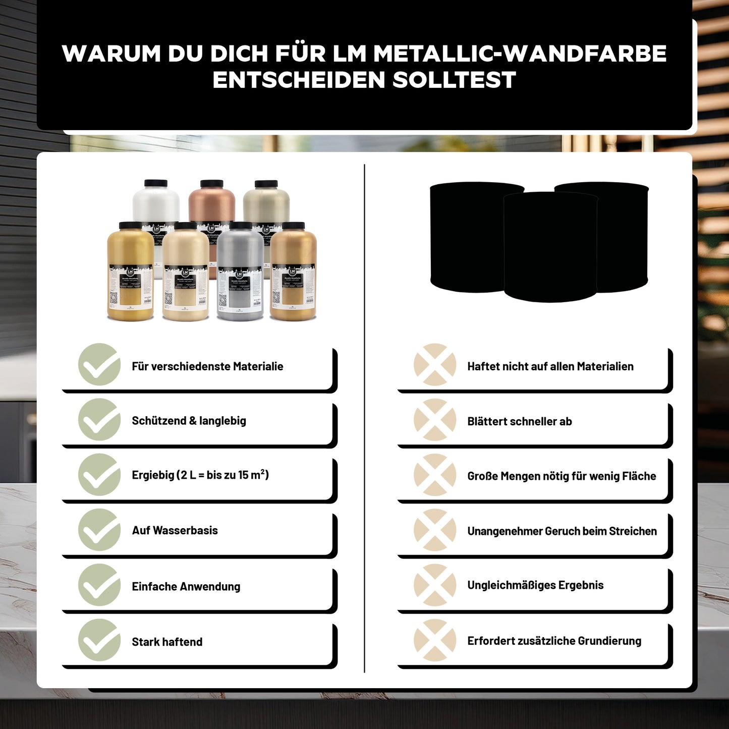 LM Kreativ Metallic Wandfarbe 2 Liter - Franken Group