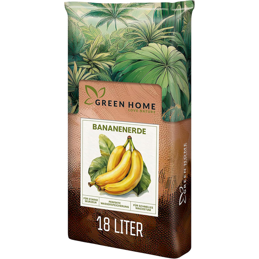 Green Home Bananenerde 18 Liter Sack mit Bananenabbildung und deutlich sichtbarer 18-Liter-Kennzeichnung.