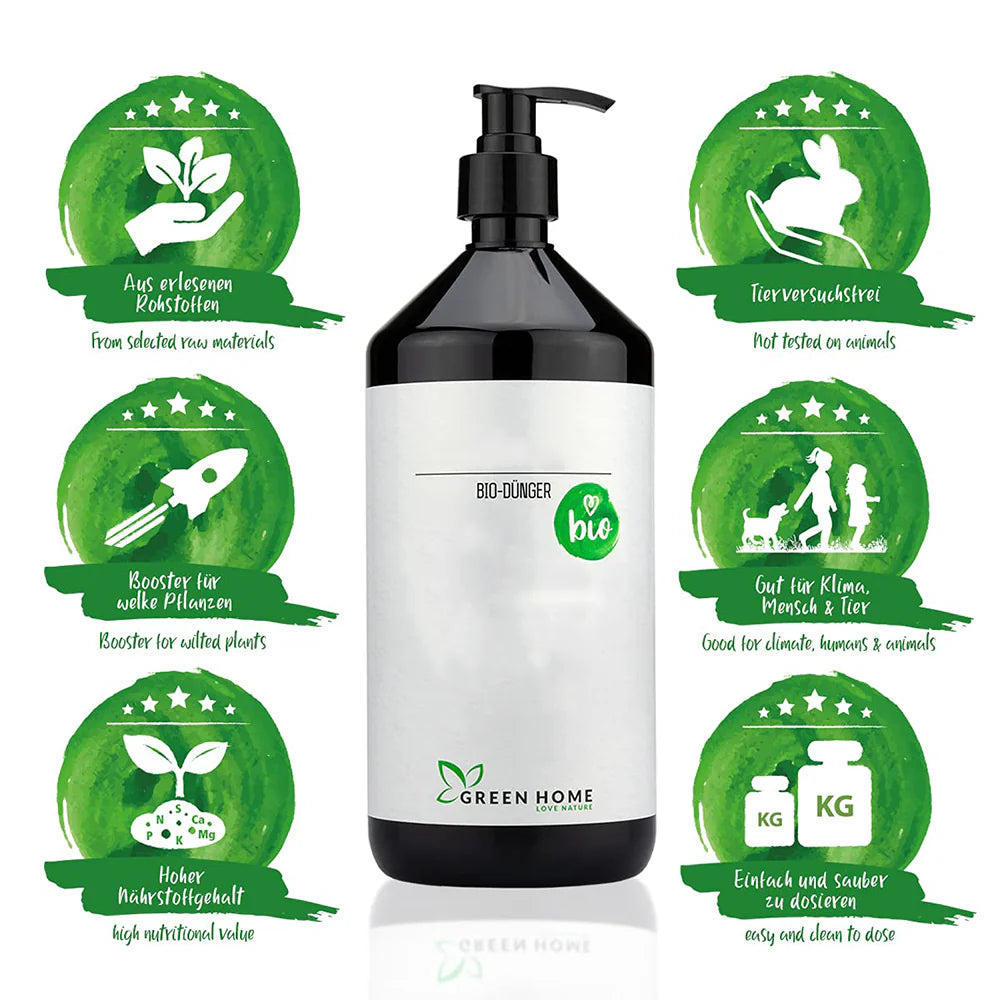 Green Home Bio-Blumendünger mit hohem Nährstoffgehalt, veganer Rezeptur und einfacher Dosierung