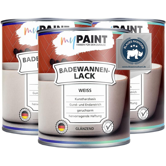 Mehrere Dosen My Paint Badewannenlack Weiss glaenzend in der 2,25-Liter-Gebindegroesse