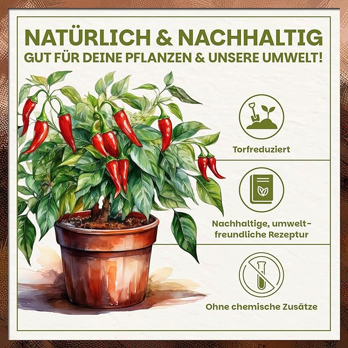 Nachhaltige Tomaten- und Gemüseerde ohne chemische Zusätze, torfreduziert