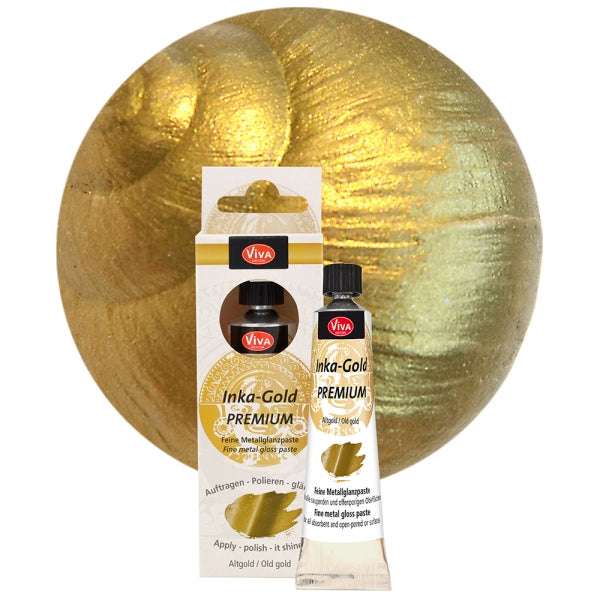 Inka Gold Premium Alt-Gold – Metallic-Polierpaste mit intensivem Glanz auf strukturierter Oberfläche