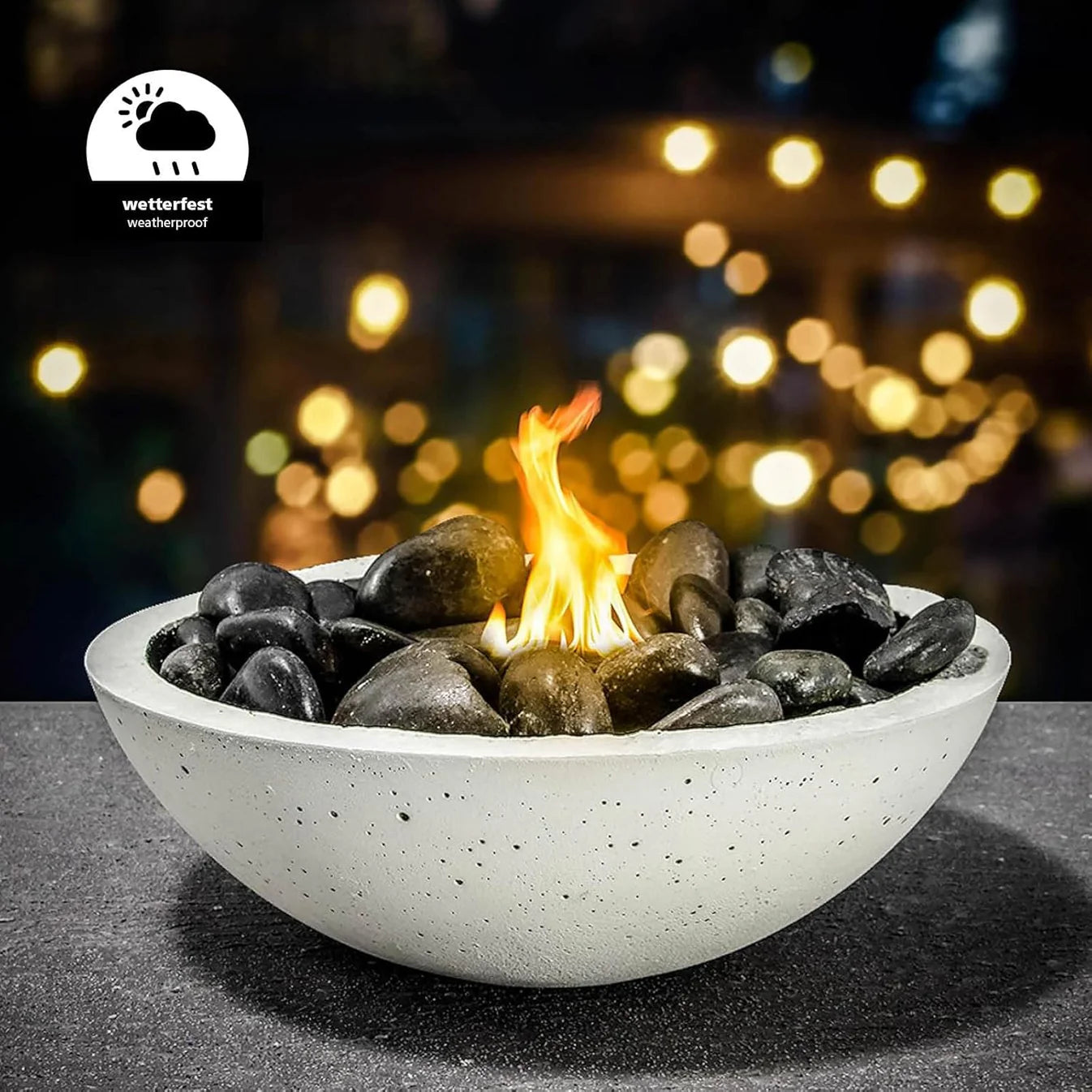 Wetterfeste Betonschale mit Feuerstelle – gegossen mit LM Kreativ Bastelbeton für den Außenbereich