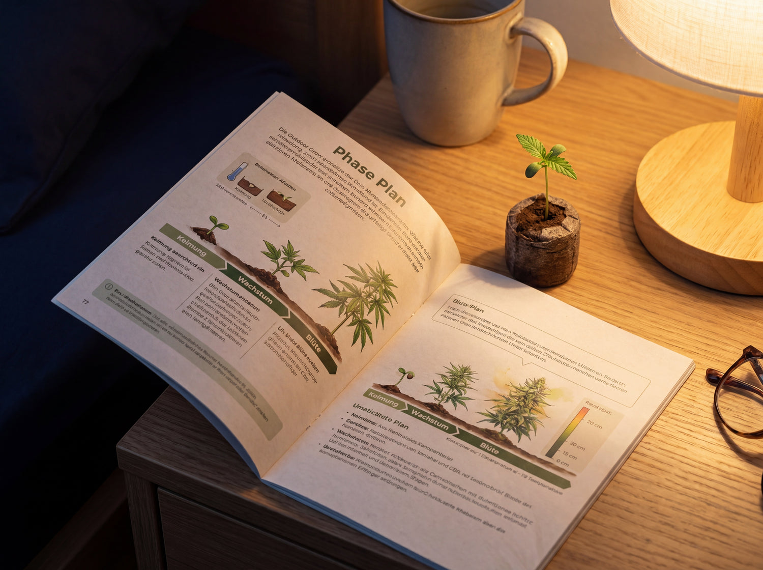 44-Seiten Outdoor Grow Anfänger-Guide mit Phasenplan für SCHLAF Cannabis Outdoor Grow System