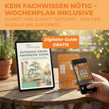 Digitaler Outdoor Grow Anfänger-Guide – Cannabis Samen keimen Anleitung per QR-Code
