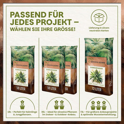 Cannabis-Erde in 18, 36 und 72 Liter für kleine bis große Anbauprojekte