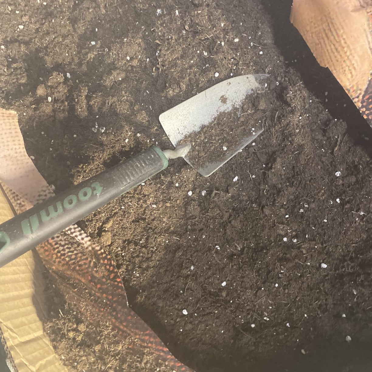 Cannabiserde mit sichtbarer Struktur aus Perlite und organischen Bestandteilen für Drainage und Belüftung.
