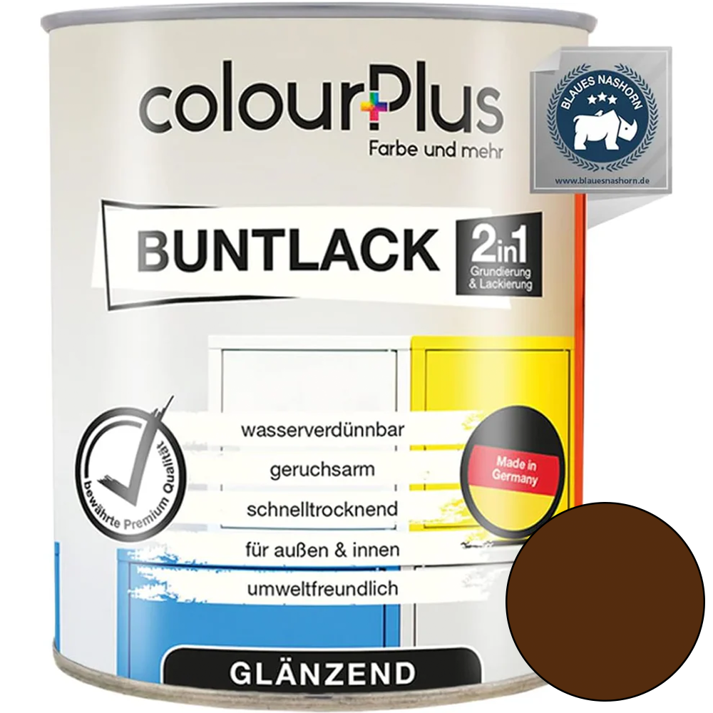 ColourPlus 2in1 Buntlack glänzend in Nussbraun als 2in1 Holz- und Metalllack