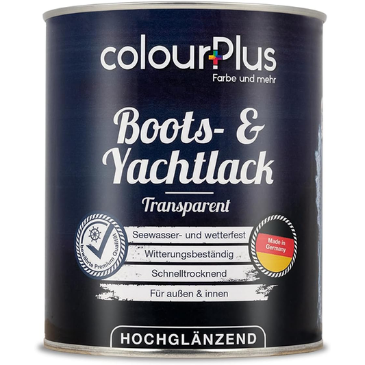 ColourPlus Boots- und Yachtlack Transparent hochglaenzend in der Dose fuer innen und aussen mit Hinweisen zu see- und wetterfestem Schutz