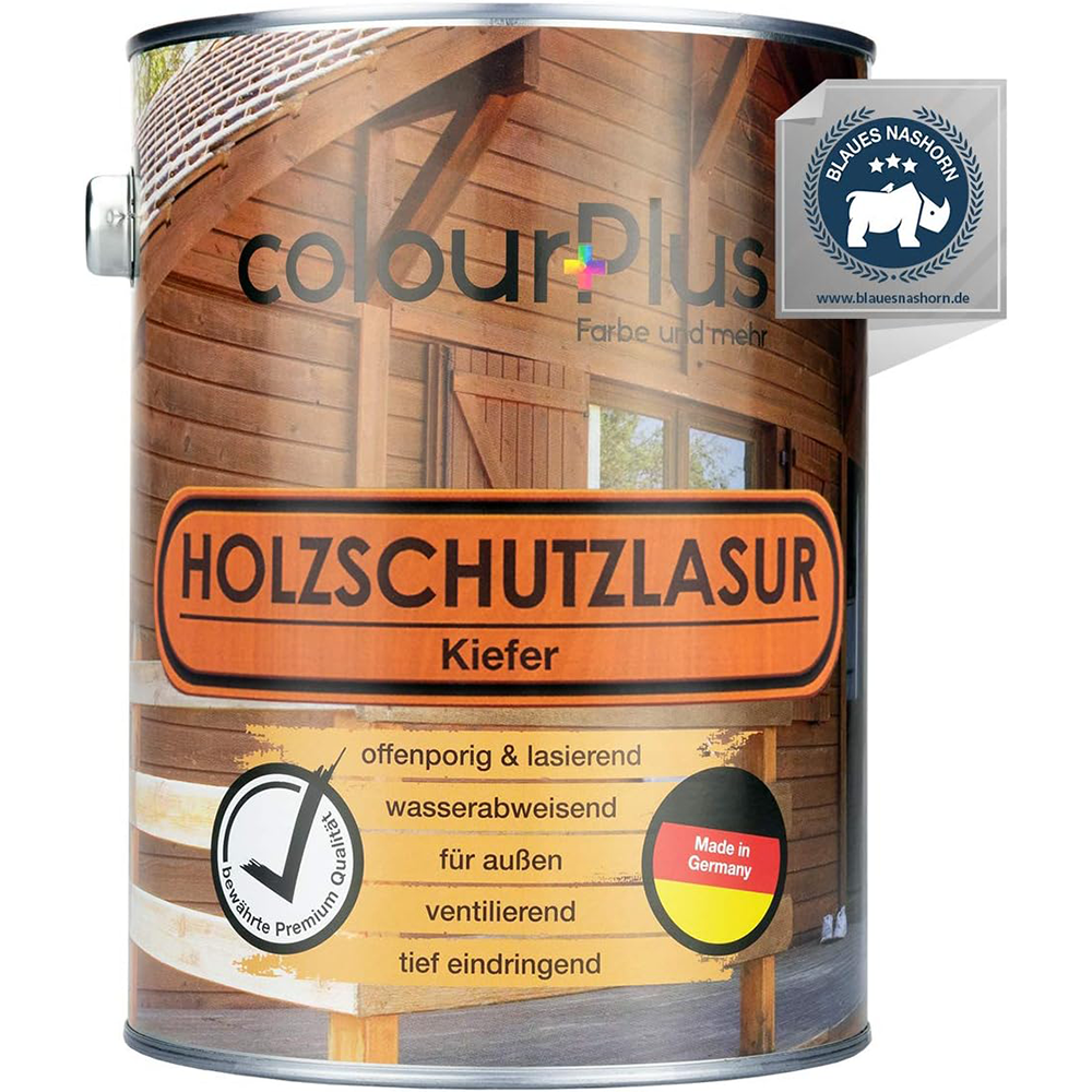 ColourPlus Holzschutzlasur Außen Kiefer 2,5 Liter für offenporigen, wasserabweisenden Schutz von Gartenholz.