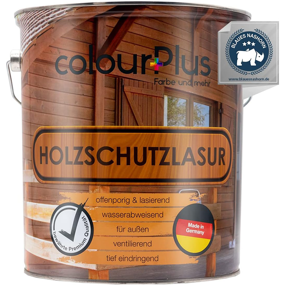 ColourPlus Holzschutzlasur Außen Mahagoni 5 Liter Gebinde für langlebigen, atmungsaktiven Holzschutz im Außenbereich.