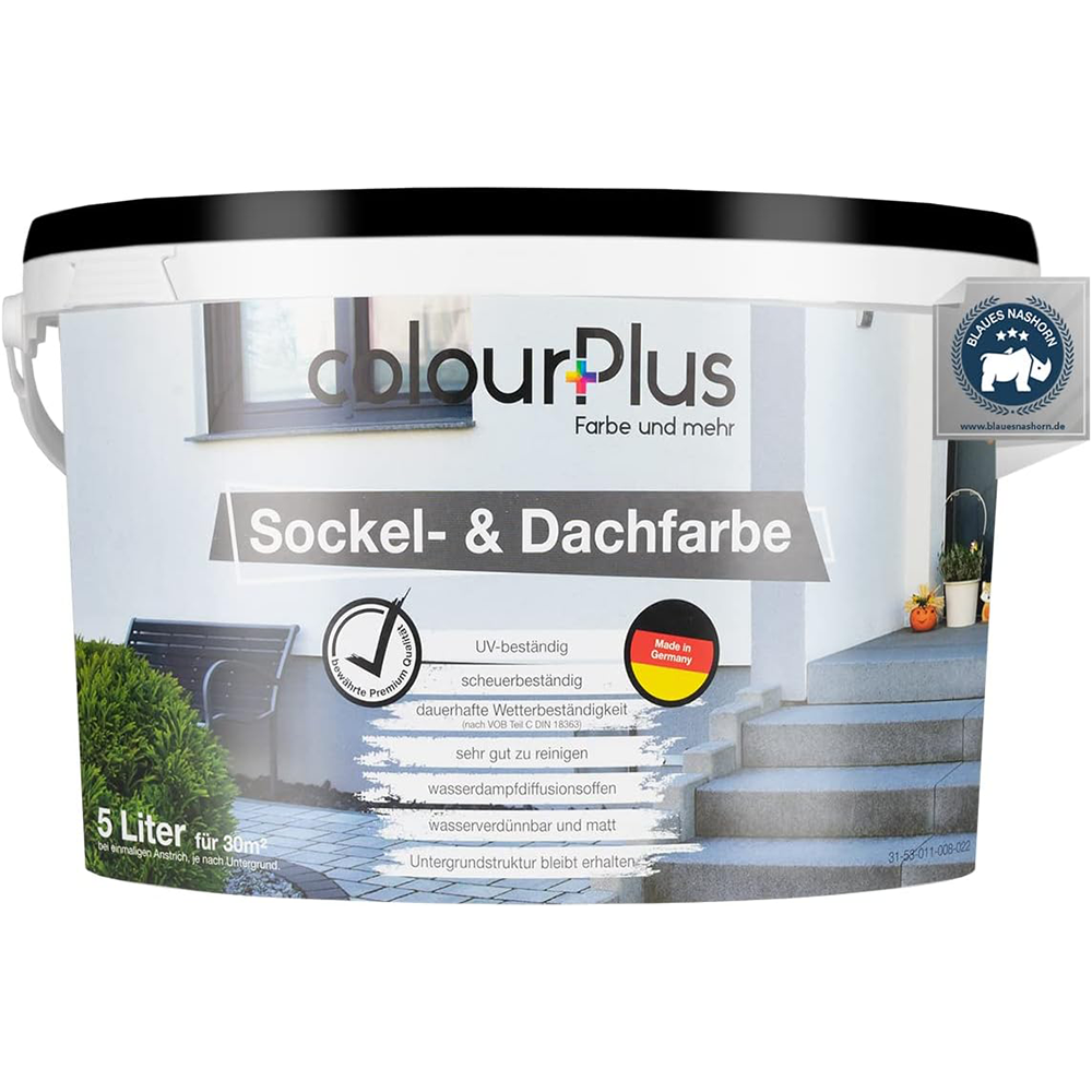 ColourPlus Sockel- und Dachfarbe im 5 Liter Eimer fuer widerstandsfaehige und wetterbestaendige Anstriche im Aussenbereich