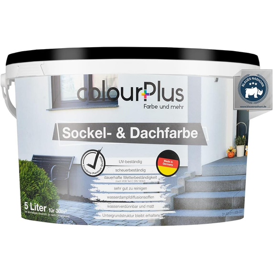 ColourPlus Sockel- und Dachfarbe im 5 Liter Eimer fuer widerstandsfaehige und wetterbestaendige Anstriche im Aussenbereich