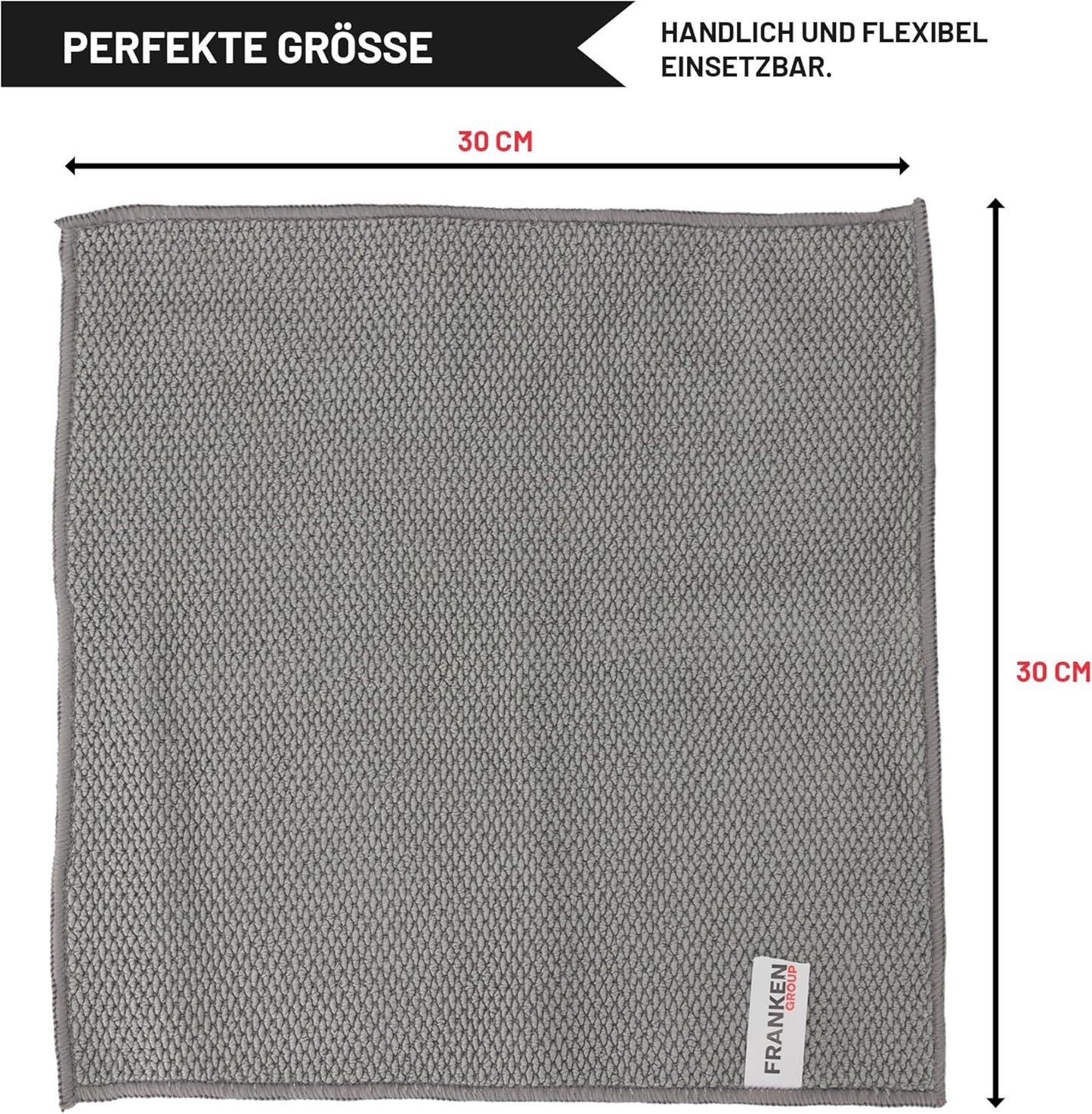 Franken Group Microfasertuch 30x30 cm – handliches Reinigungstuch mit kompakter Größe