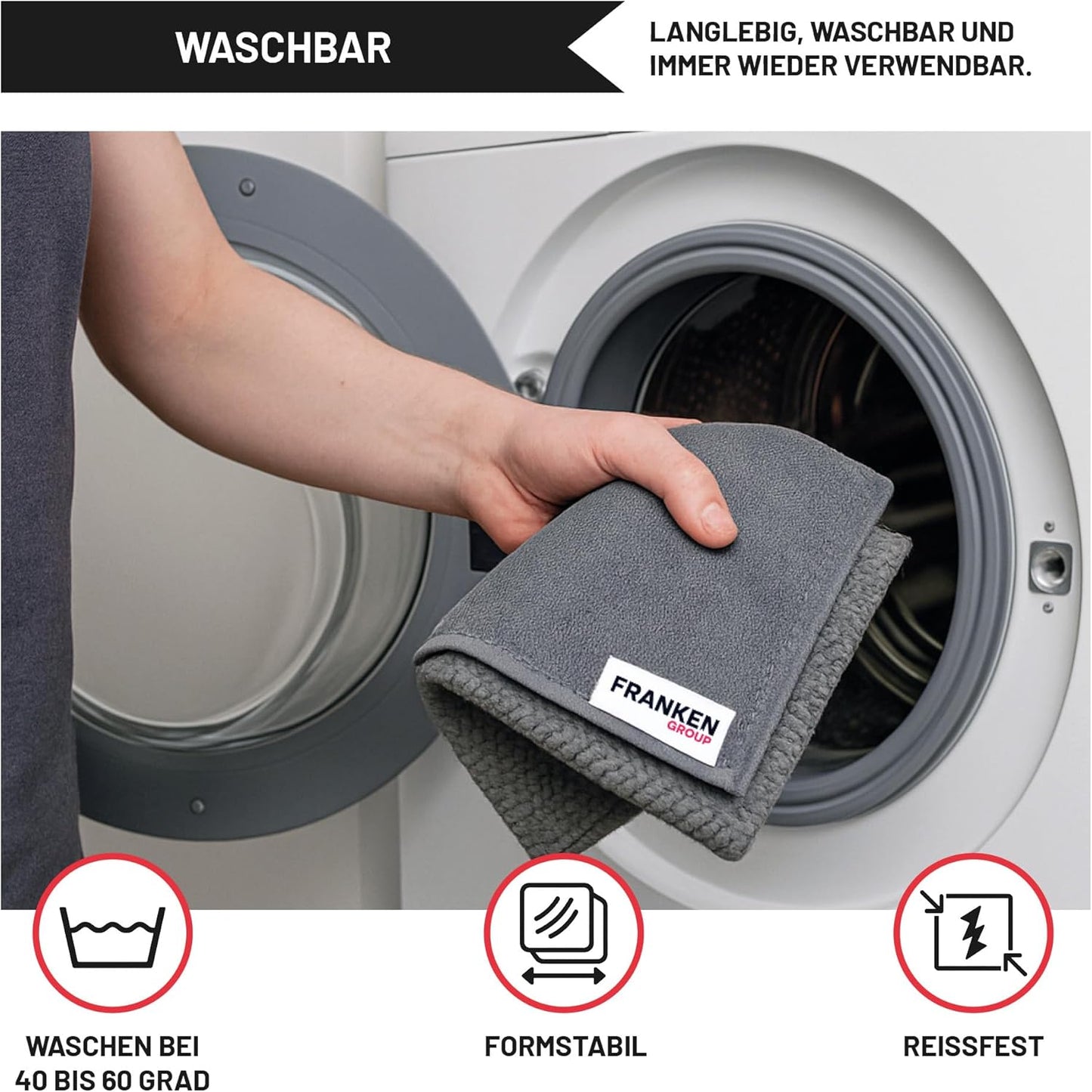 Franken Group Microfasertuch zweiseitig – waschbares Microfasertuch bei 40 bis 60 Grad