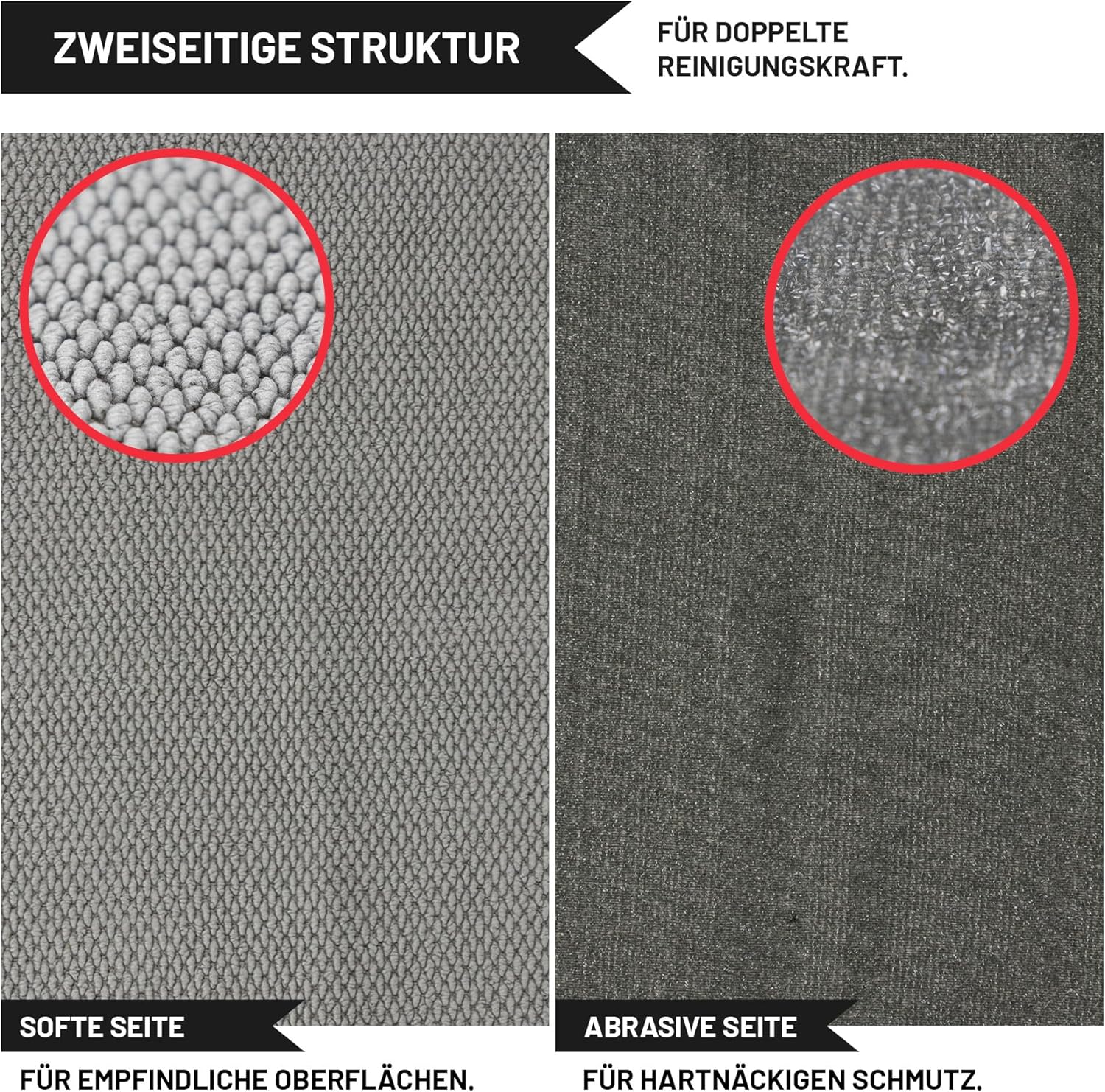 Franken Group Microfasertuch zweiseitig – weiche Seite für empfindliche Oberflächen und abrasive Seite für Schmutz