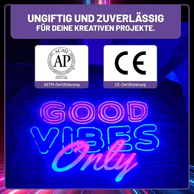 LM Kreativ Glow in the Dark Farben mit CE- und ASTM-Zertifizierung, ungiftige und sichere Leuchtfarbe