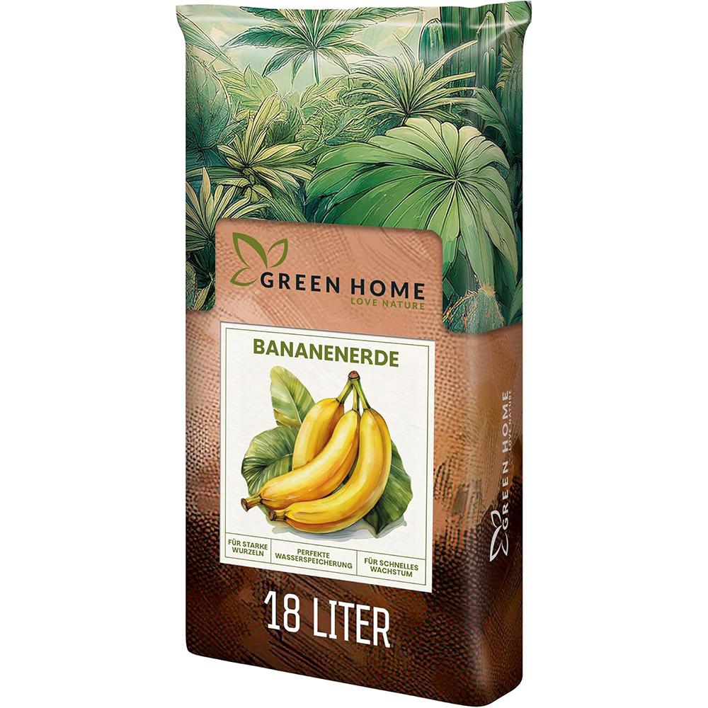 Green Home Bananenerde 18 Liter Sack mit Bananenabbildung und deutlich sichtbarer 18-Liter-Kennzeichnung.
