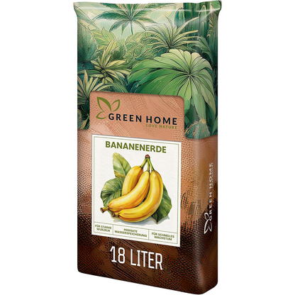 Green Home Bananenerde 18 Liter Sack mit Bananenabbildung und deutlich sichtbarer 18-Liter-Kennzeichnung.