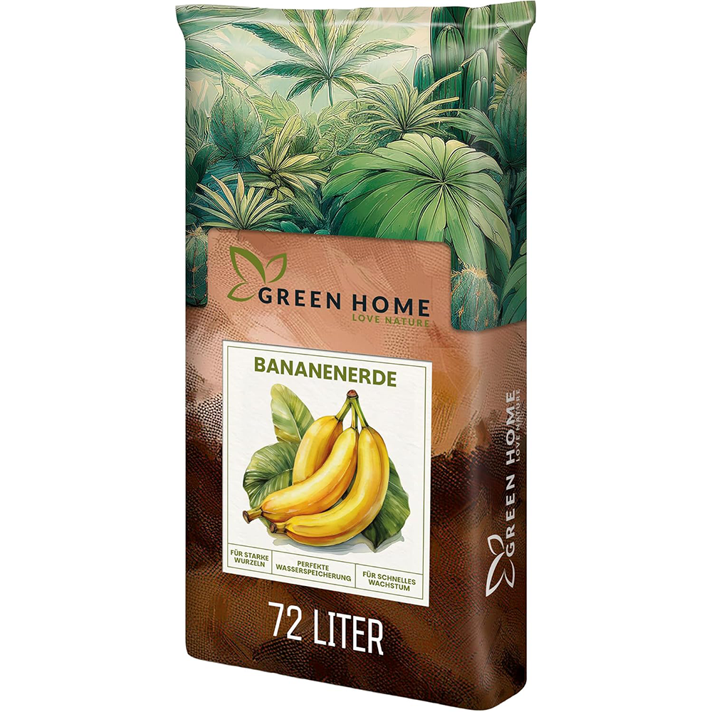 Green Home Bananenerde 72 Liter Sack mit Bananenillustration und gut sichtbarer 72-Liter-Kennzeichnung auf der Vorderseite.