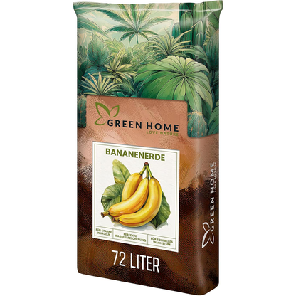 Green Home Bananenerde 72 Liter Sack mit Bananenillustration und gut sichtbarer 72-Liter-Kennzeichnung auf der Vorderseite.