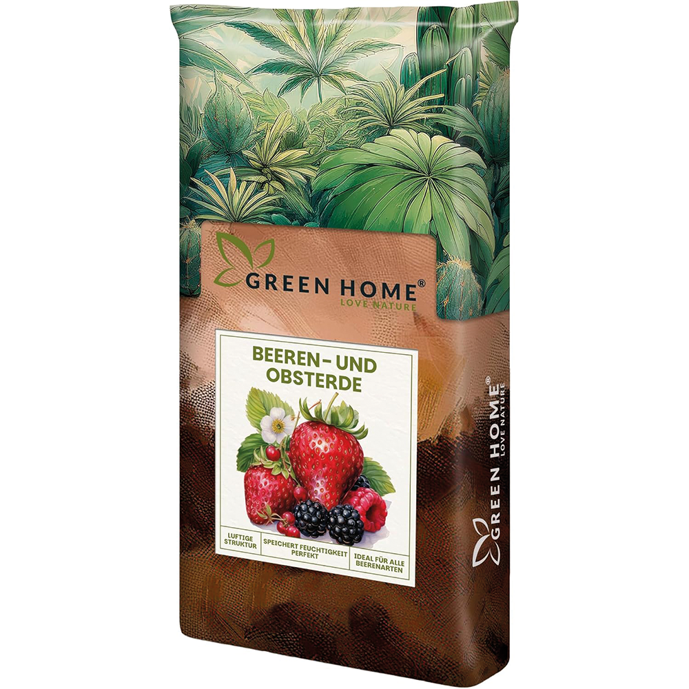 Green Home Beeren- und Obsterde 18 Liter Sack – Premium-Erde für Beerenpflanzen, Erdbeeren und Obstanbau