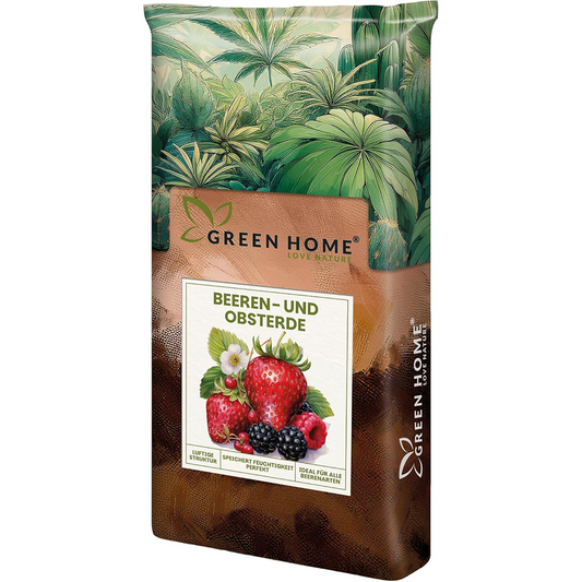 Green Home Beeren- und Obsterde 18 Liter Sack – Premium-Erde für Beerenpflanzen, Erdbeeren und Obstanbau