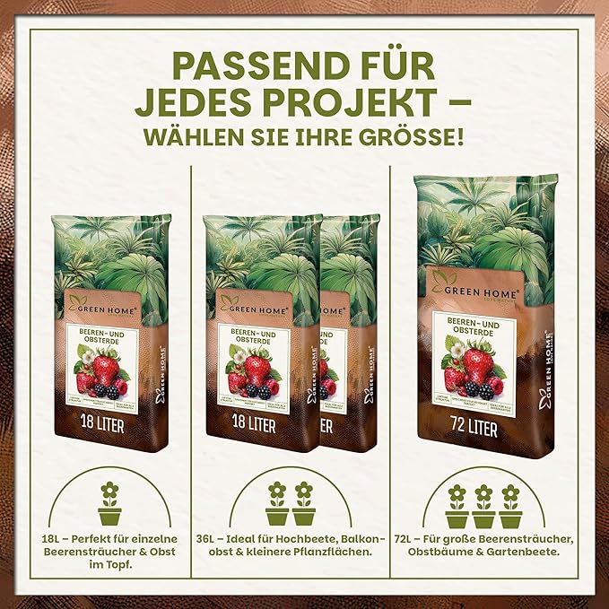 Green Home Beerenobst Erde in 18 Liter, 36 Liter und 72 Liter – passende Größe für jedes Gartenprojekt
