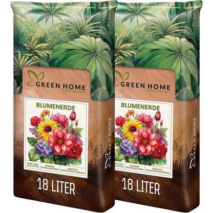 Zwei Beutel Green Home Blumenerde mit jeweils 18 Litern Inhalt als Set