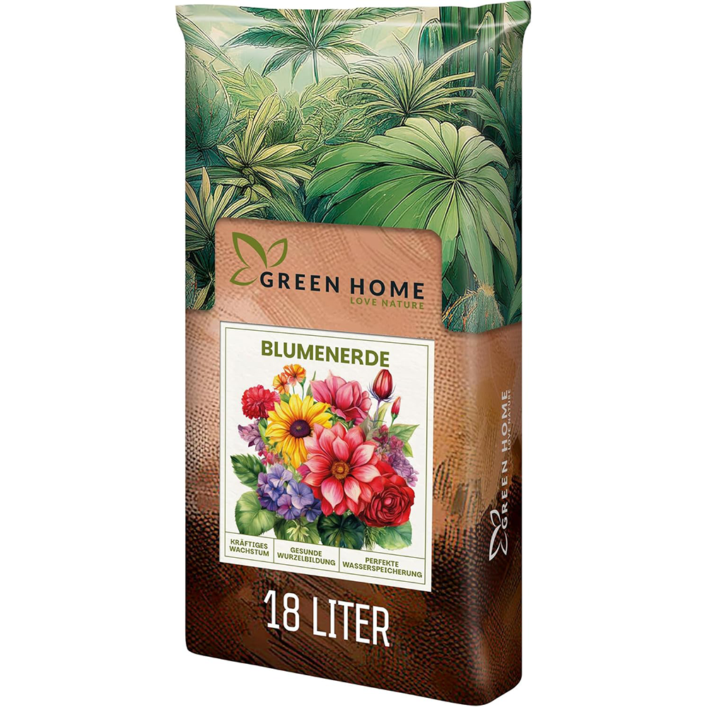 Green Home Blumenerde im 18-Liter-Beutel für Zimmerpflanzen, Balkon- und Gartenpflanzen