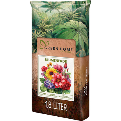 Green Home Blumenerde im 18-Liter-Beutel für Zimmerpflanzen, Balkon- und Gartenpflanzen