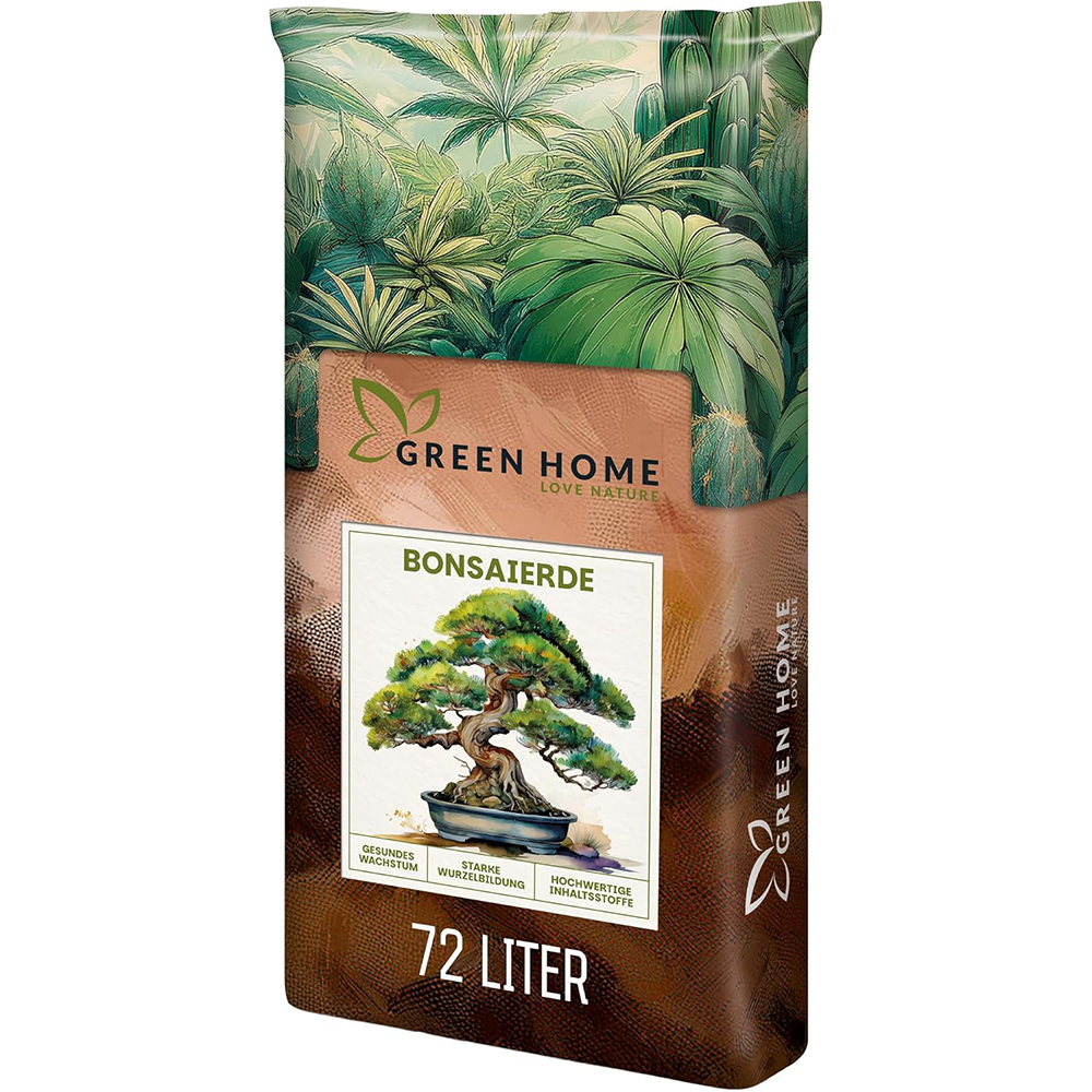Green Home Bonsaierde 72 Liter Sack mit Bonsai-Illustration und gut sichtbarer 72-Liter-Kennzeichnung auf der Vorderseite.