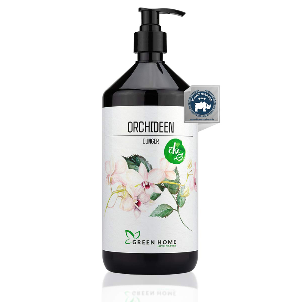 Green Home Dünger 1L für Orchideen – sanfte, ausgewogene Pflege für langanhaltende Blüten und gesunde Wurzeln.