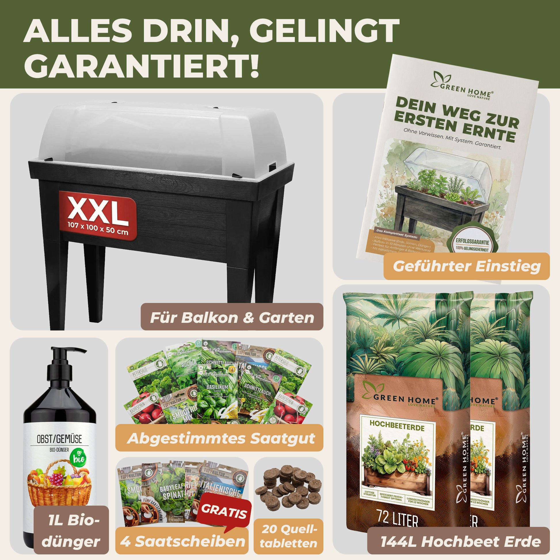 gardenline dünger tabletten Hochbeet Komplettset – Hochbeet, Erde, Saatgut & Dünger im System