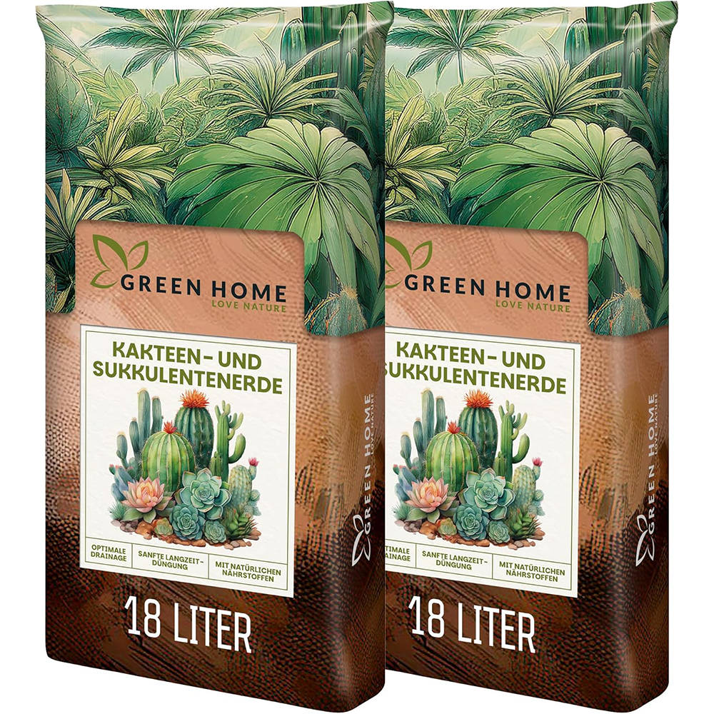 Zwei Beutel Green Home Kakteen- und Sukkulentenerde mit jeweils 18 Liter Inhalt als Set