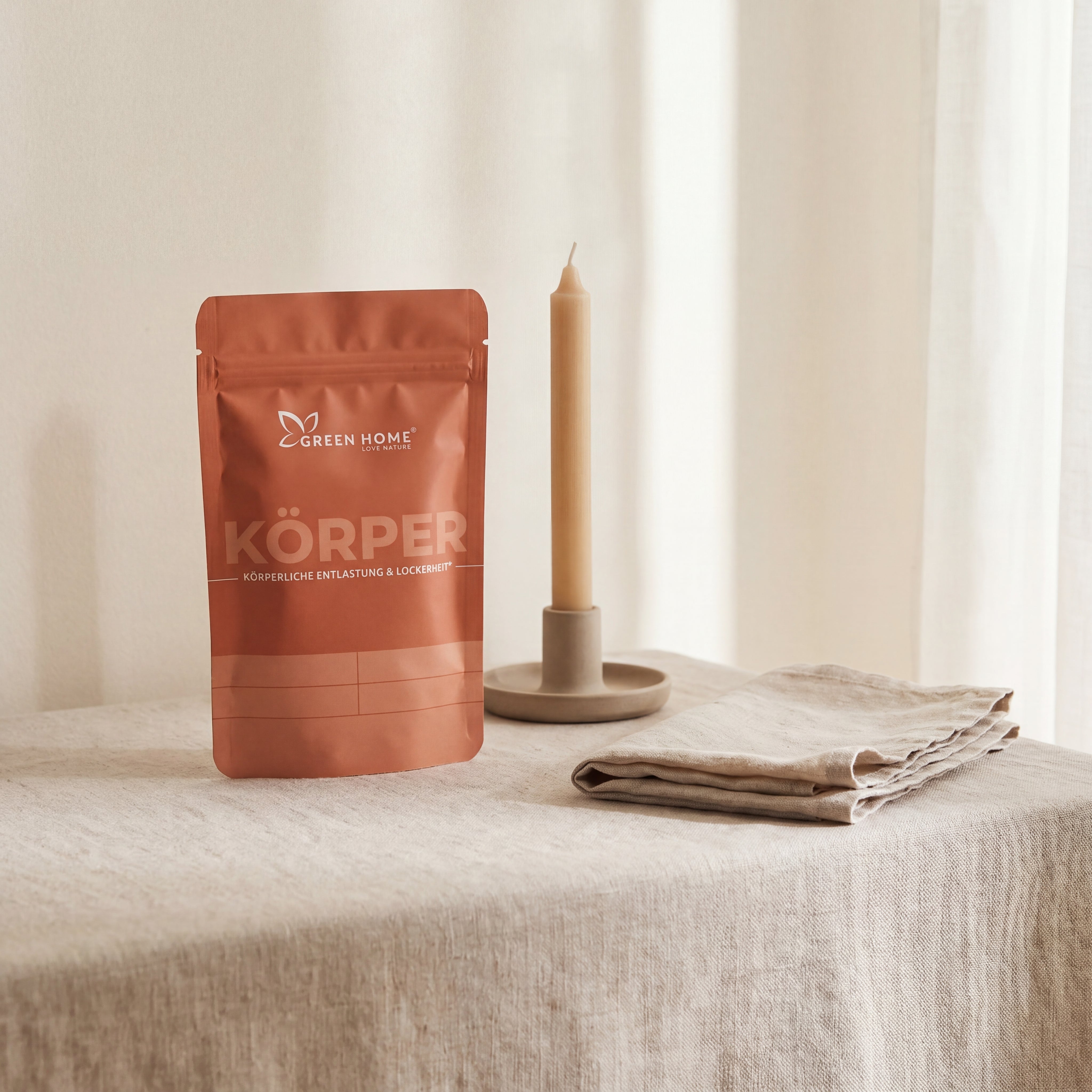 Green Home Körper Ritual Set auf einer Konsole – Teil deines Zuhauses