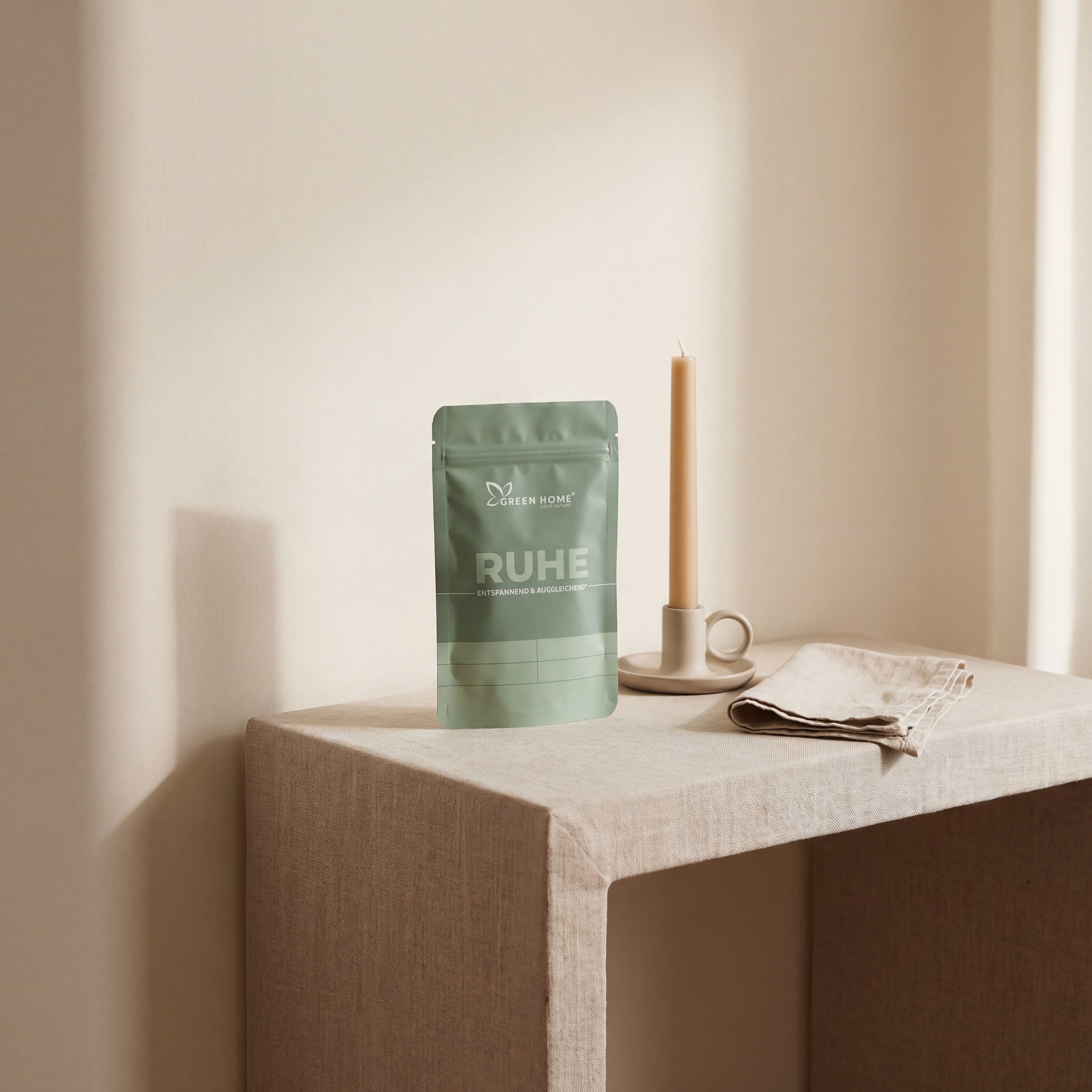 Green Home Ruhe Ritual Set auf einer Konsole – Teil deines Zuhauses