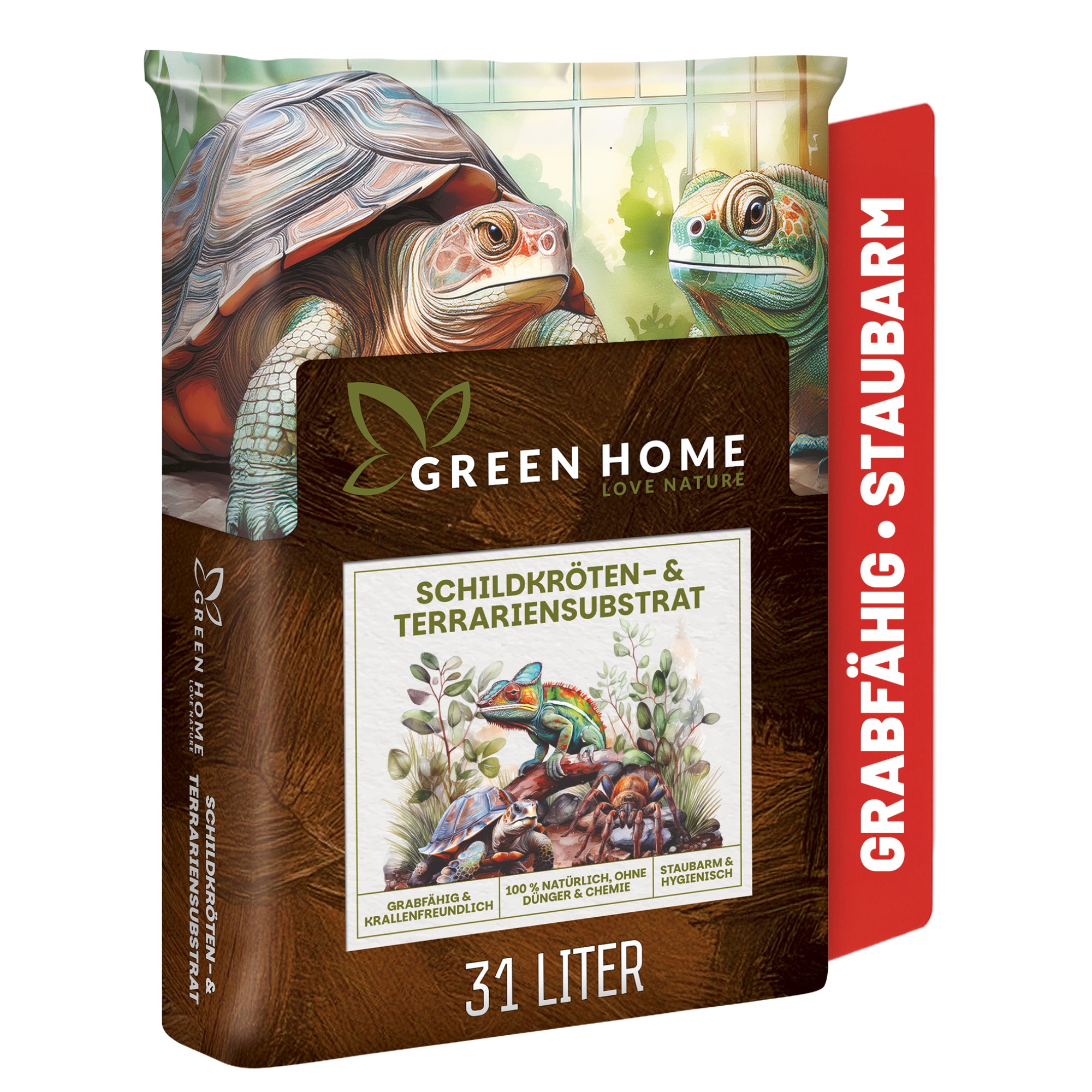Green Home Schildkrötenerde 31 Liter – natürliches Terrariensubstrat für Schildkröten und Reptilien