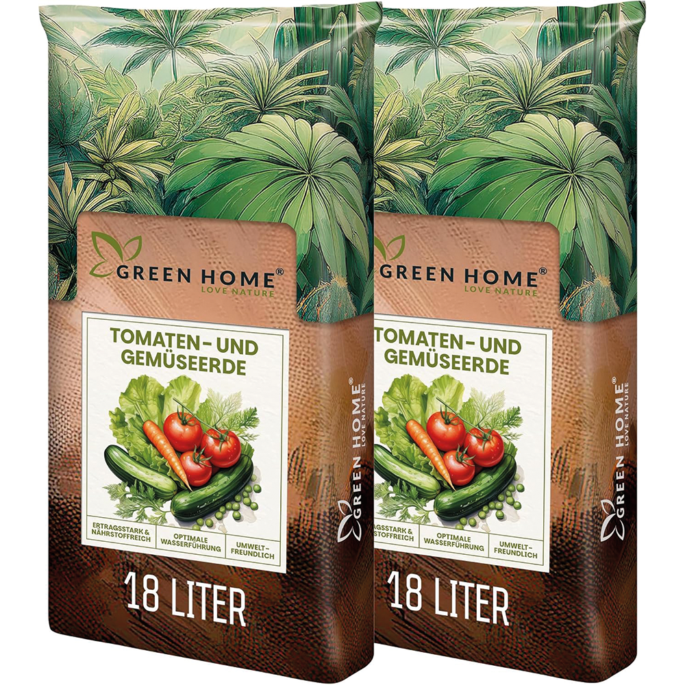 Green Home Tomatenerde 36 Liter bestehend aus zwei 18 Liter Säcken für Hochbeete und größere Pflanzflächen