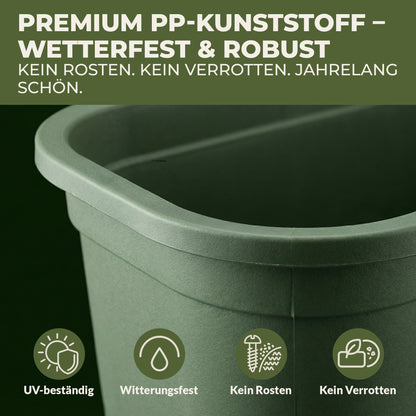 Detailansicht des Hochbeet S aus strukturiertem PP Kunststoff