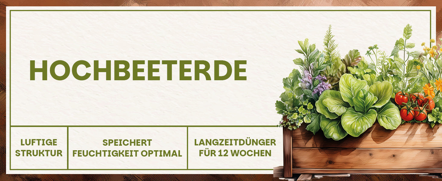 Green Home Hochbeeterde – strukturstabile Premium-Erde für Hochbeete mit optimaler Feuchtigkeitsspeicherung und Langzeitdünger
