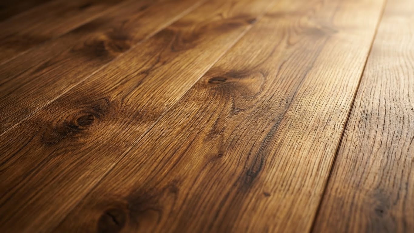 Detailaufnahme einer behandelten Holzoberfläche mit deutlich sichtbarer Maserung