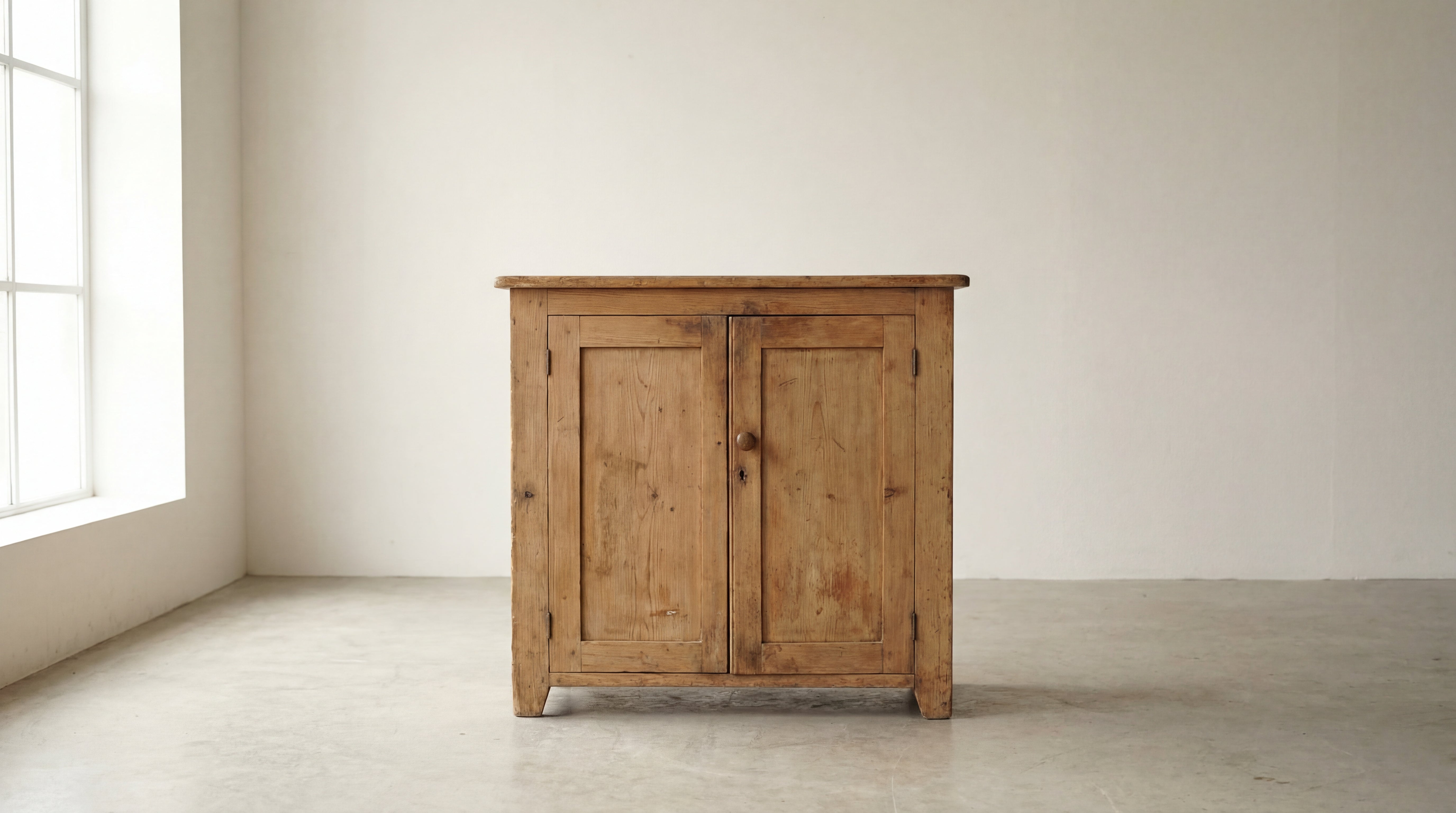 Unbehandelter Holzschrank vor dem Streichen mit Kreidefarbe