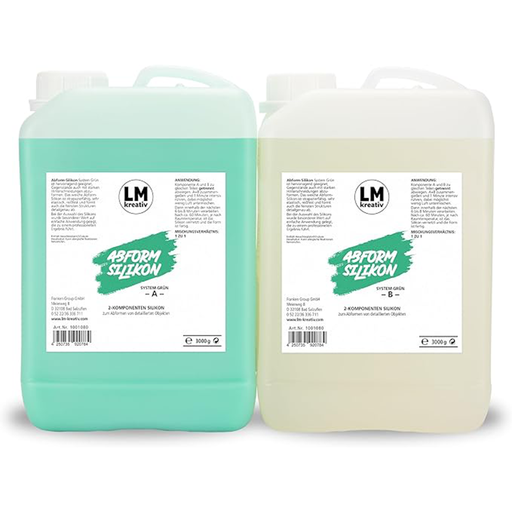 Großgebinde LM Kreativ Abformsilikon flüssig 6 kg Grün als 2-Komponenten-Silikon in Kanistern System A und B.