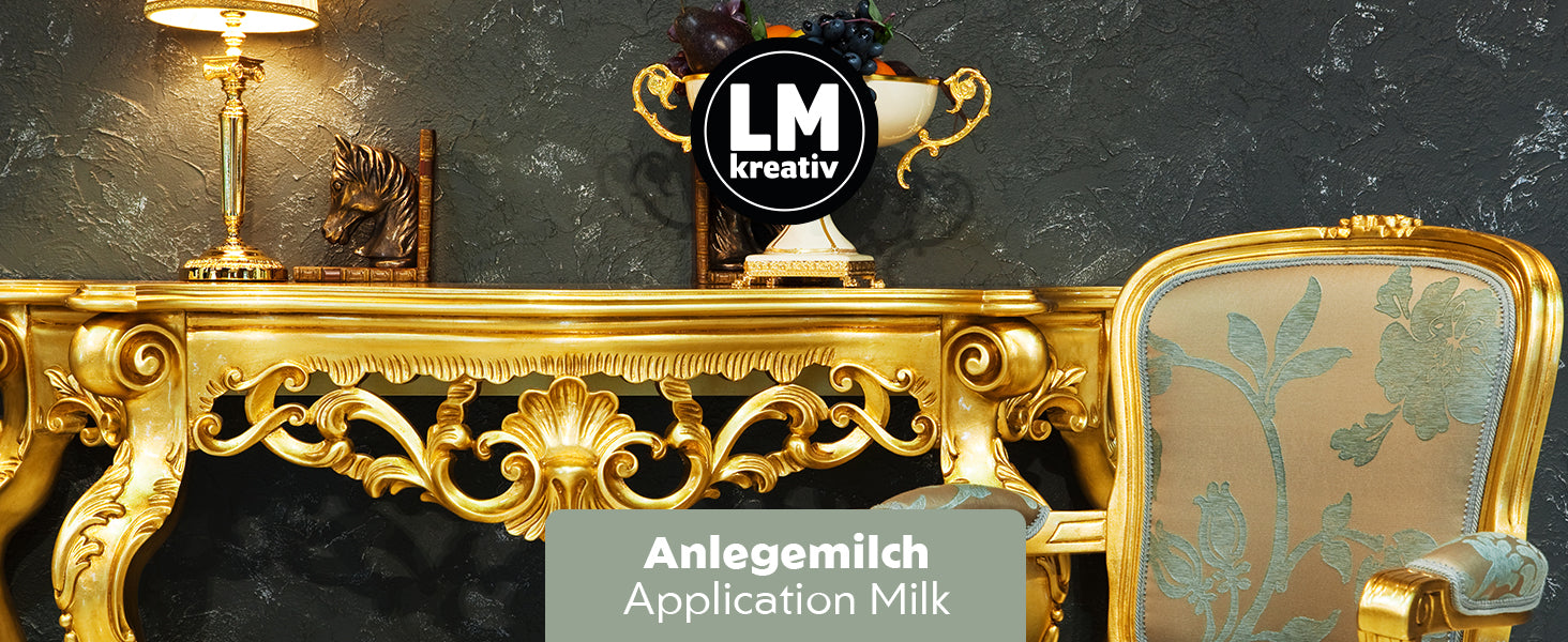Hero-Bild zur LM Kreativ Anlegemilch mit vergoldetem Konsolentisch und Stuhl im klassischen Wohnambiente