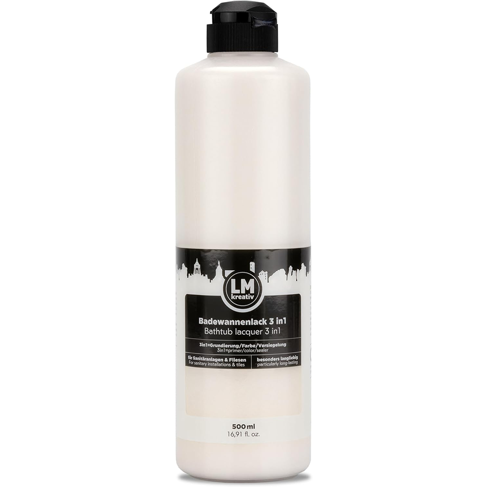 LM Kreativ Badewannenlack 3 in 1 2K in Altweiss mit 500 ml in Kunststoffflasche
