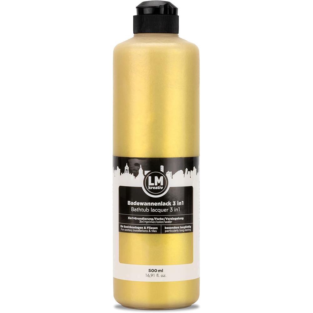 LM Kreativ Badewannenlack 3 in 1 2K in Gold mit 500 ml in Kunststoffflasche
