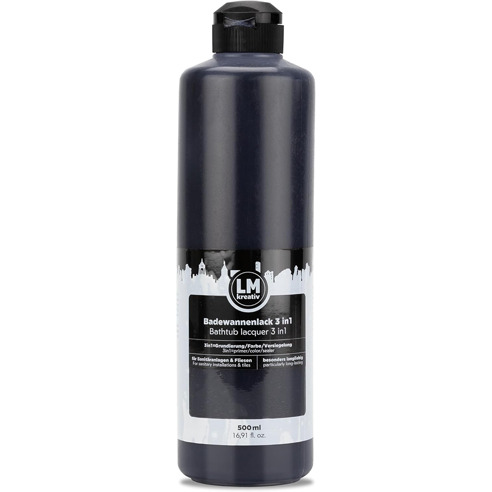 LM Kreativ Badewannenlack 3 in 1 2K in Schwarz mit 500 ml in Kunststoffflasche